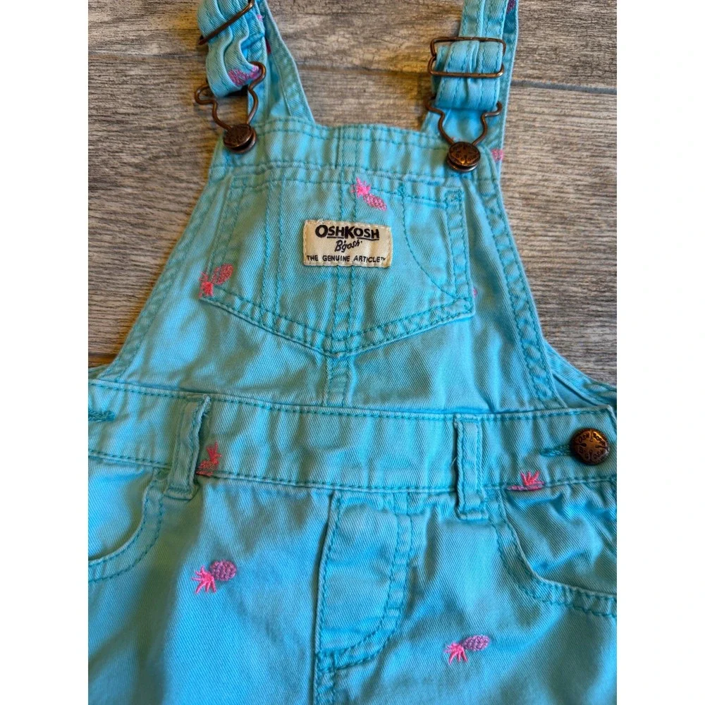 OshKosh B'gosh Shortalls 18 Months 18M Pineapple Embroidered overalls bibs girls